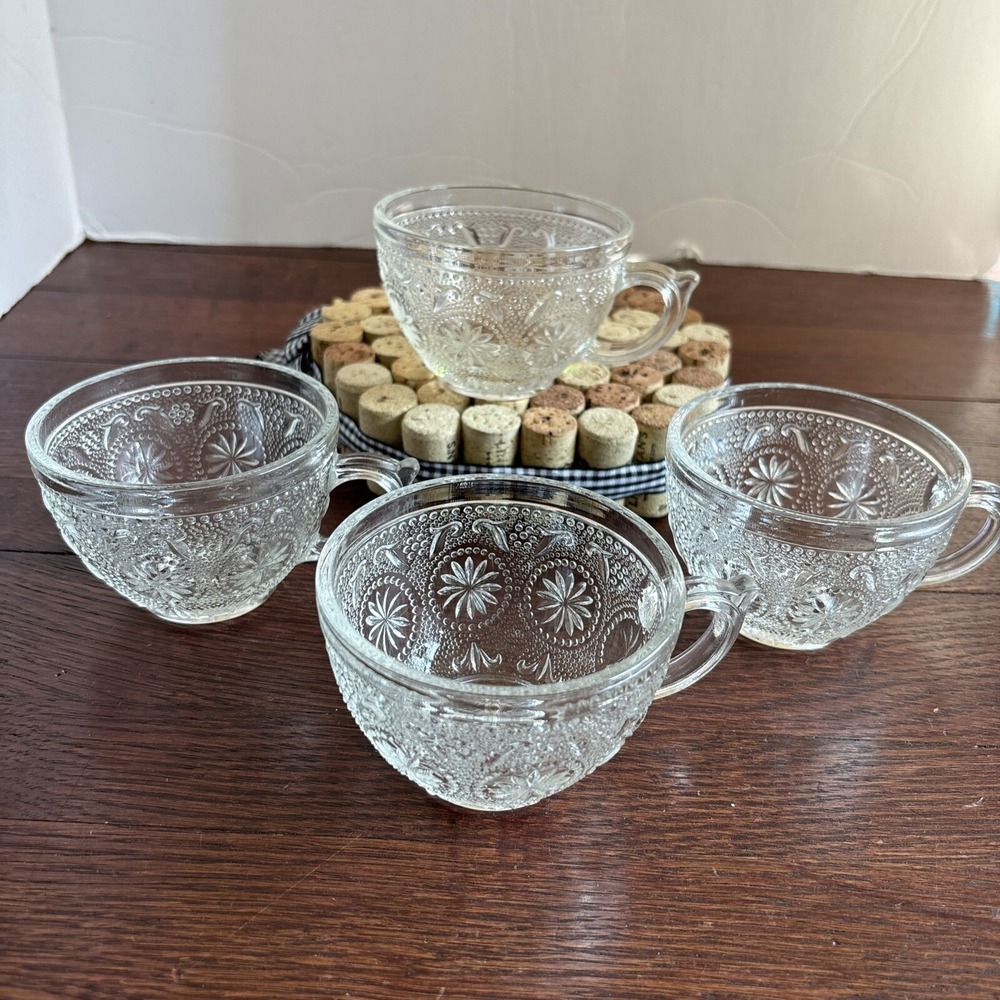 Vintage Brockway Glass "American Concord" Clear  Set‎ Of 4 Cups